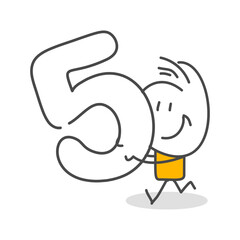 Stick figures. Numbers. Isolated on white background. Hand drawn Doodle Line Art Cartoon Design character.