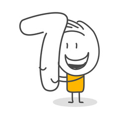 Stick figures. Numbers. Isolated on white background. Hand drawn Doodle Line Art Cartoon Design character.