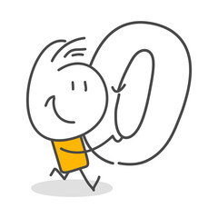 Stick figures. Numbers. Isolated on white background. Hand drawn Doodle Line Art Cartoon Design character.