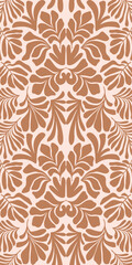 Brown beige abstract background with tropical palm leaves in Matisse style. Vector seamless pattern.