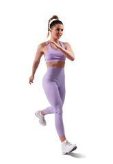Fit young woman running. PNG file with transparent background.  - 591588827