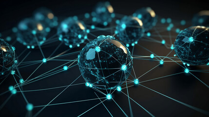 Concept of Network, internet communication. 3d illustration, Generative Ai