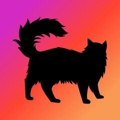 cat silhouette on gradient background 