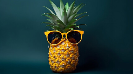 Funny pineapple with sunglasses, Generative Ai