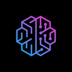 brain with circuit board Vector Logo Design Template