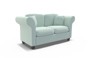 3d illustration of empty sofa with cushions 