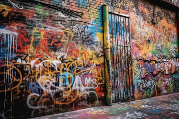 graffiti wall background texture created with Generative AI technology