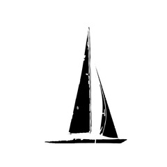 black and white sketch of a sailing ship with transparent background