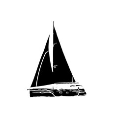 black and white sketch of a sailing ship with transparent background