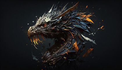 Dragon animal abstract wallpaper. Contrast background mythical creature in vivid colors generative ai