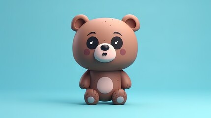 Obraz premium Teddy bear 3d in light blue background. 3d generated AI