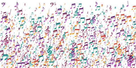 Musical notes cartoon vector pattern. Melody