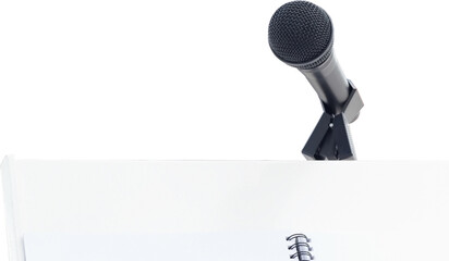 Microphone with stand on podium