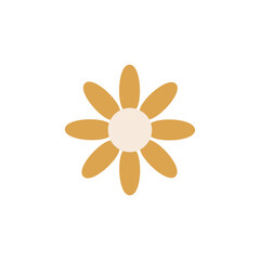 yellow groovy playful flower in 60s style. Hippie flower card