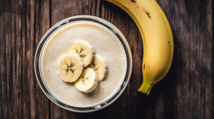 Fresh Banana Smoothie on a Rustic Table
