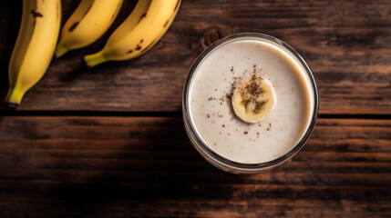 Fresh Banana Smoothie on a Rustic Table