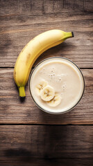 Fresh Banana Smoothie on a Rustic Table