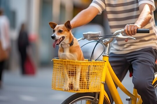 dog in bicycle basket, generative ai