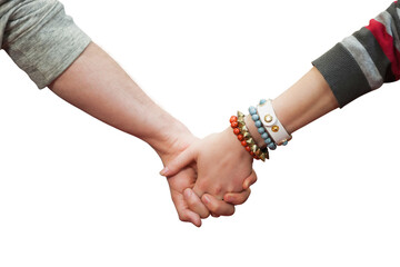 Students holding hands
