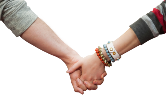 Students holding hands