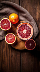 Obraz na płótnie Canvas Fresh Blood Orange Smoothie on a Rustic Table