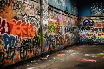 Naklejka premium graffiti on the wall created with Generative AI technology