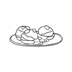Eggs benedict or eggs florentine. Vector hand drawn illustration.