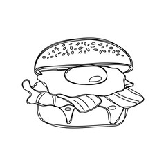 Bacon egg sandwich. Breakfast concept. Vector hand drawn illustration.