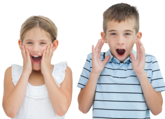 Brother and sister being shocked