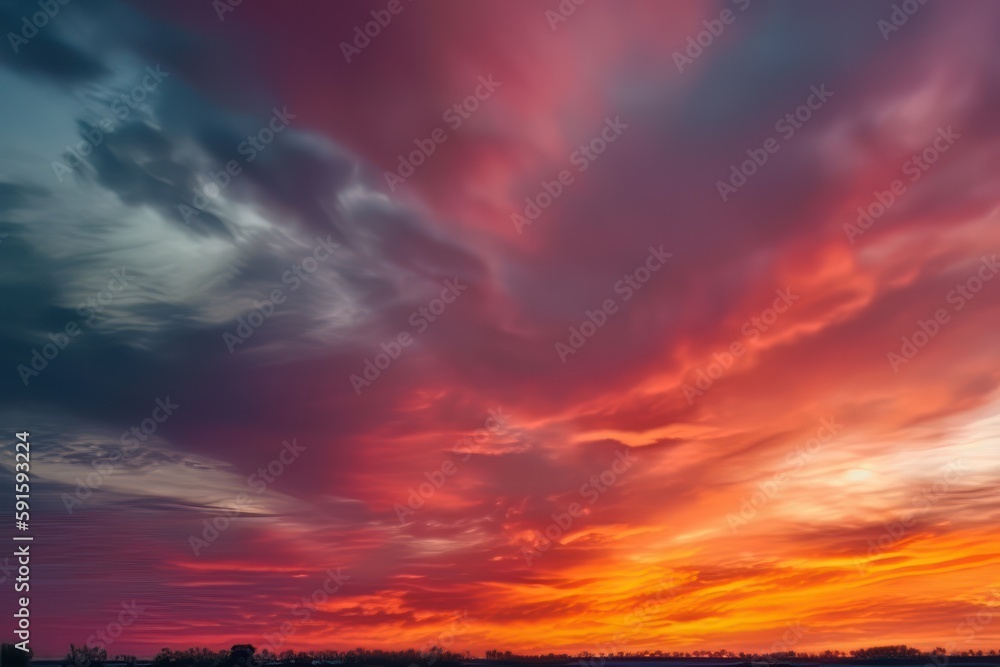 Wall mural abstract nature sky and skyline photo, in the style of colorful turbulence, dark orange and dark cya
