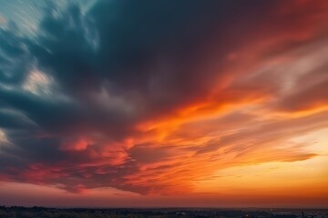 Fototapeta na wymiar abstract nature sky and skyline photo, in the style of colorful turbulence, dark orange and dark cyan