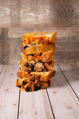 stack of sweet bread filled with blueberries 