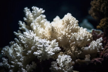 Naklejka na ściany i meble White marine corals under the sea. Generative AI