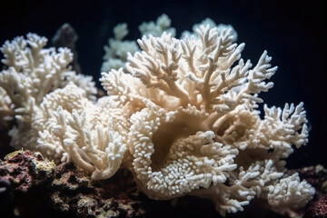Fototapeta na wymiar White marine corals under the sea. Generative AI