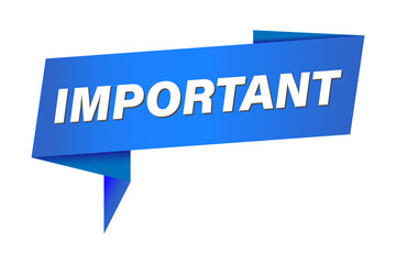 Important banner, speech bubble. Important ribbon template. Important sticker, sign or tag. Vector