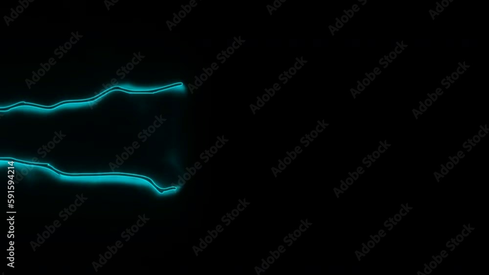 Poster moving 3d lines with electric light. design. cyber lines move branching in stream on black backgroun