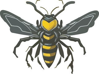 Wasp multicolor vector illustration isolated on white background