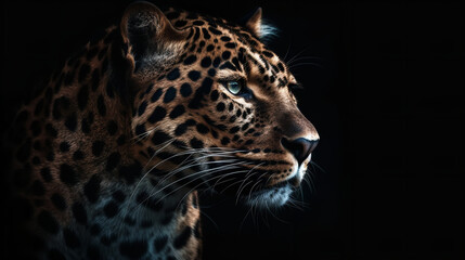 Fototapeta na wymiar leopard on black