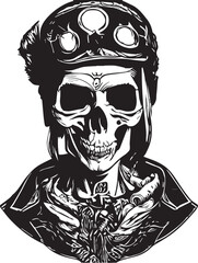 Artwork illustration and t-shirt design Pilot skull engraving ornament, white background
