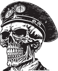 Artwork illustration and t-shirt design Pilot skull engraving ornament, white background
