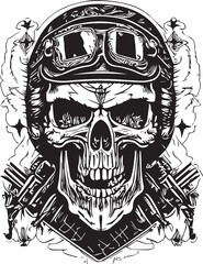 Artwork illustration and t-shirt design Pilot skull engraving ornament, white background
