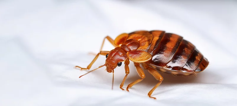 Generative AI, Up Close and Creepy, The Bloodsucking Bed Bug Infestation Unveiled on a White Sheet - A Nasty Parasite Lurking in Your Bed Linens and Mattresses.