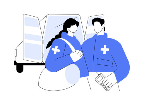 blue paramedics near ambulance clip art preview
