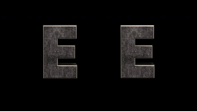 E Letters 3D Animation Font, 2 Version, Alpha Channel