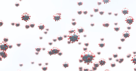 Covid-19 cells against white background