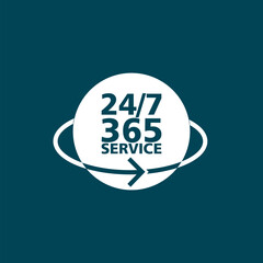 24-7 Phone Support Icon isolated on dark background 
