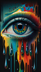 Colorfull Sad Eye - Generative AI - Generative - AI