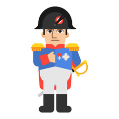 Napoleon Bonaparte put his hand in his jacket. Funny character