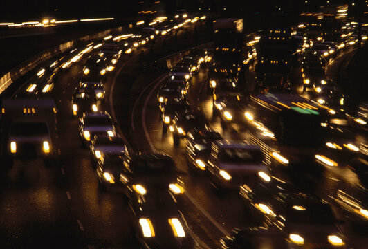 Traffic on Highway 401 at Night Toronto, Ontario, Canada