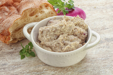 Jewish traditional cuisine herring mousse Forsmak